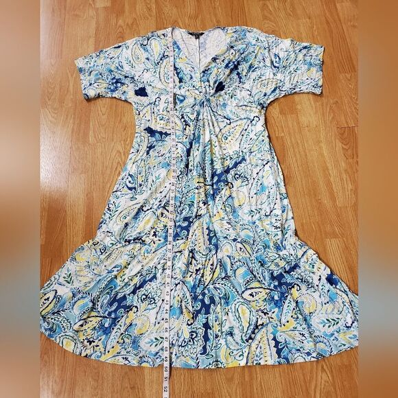 Lauren Ralph Lauren Paisley Linen-Blend Jersey Dress sz 2x - Picture 8 of 12